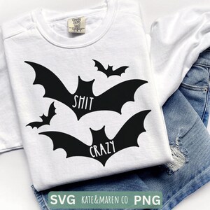 bat shit crazy svg, lustige Halloween svg, Retro Herbst svg, lustige Halloween cricut cut Datei und Sublimation