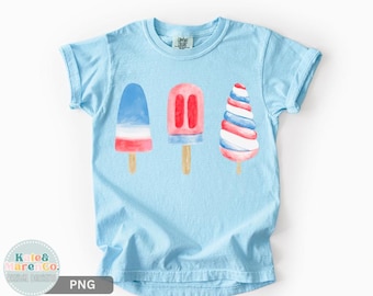 4th of July Popsicles PNG: Red, White, and Blue Kids Design (Digital Download)