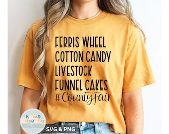 County Fair SVG PNG: Ferris Wheel, Cotton Candy, Funnel Cake Design (Digital Download)