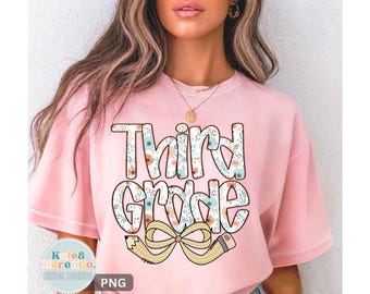 Third Grade PNG: Preppy Back to School Teacher Design (Digital Download)