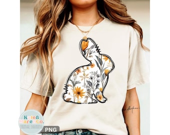 Floral Easter Bunny PNG: Preppy Girl Rabbit Design (Digital Download)