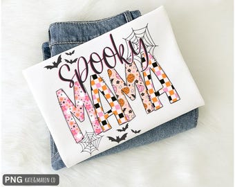 Spooky Mama PNG: Retro Halloween Mom Sublimation (Digital Download)