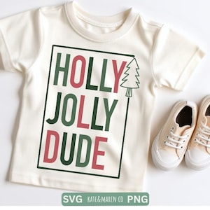 holly jolly dude svg, jongen kerst svg, retro kerst svg, kinderen kerst cricut gesneden bestand en sublimatie