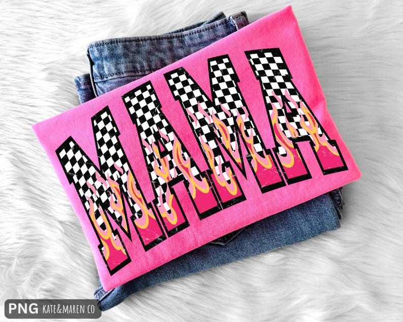 Retro Mama Flame PNG: Pink Mom Flame Design (Digital Download) image 2