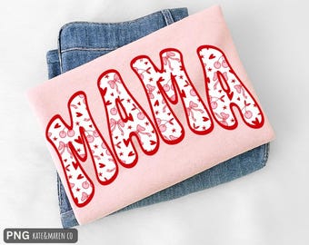 Mama Valentine, png-bestand: preppy mama Valentijnsdag-ontwerp (digitale download)