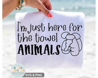 Towel Animals SVG PNG: Funny Cruise Ship Design (Digital Download)