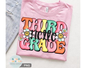 Hello Third Grade PNG: Girl 3rd Grade Design (Digital Download)