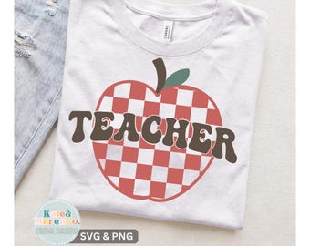 Teacher Apple SVG PNG: Retro Teacher Design (Digital Download)