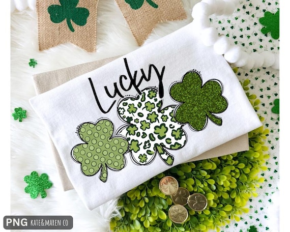 Lucky Clover PNG: Preppy St. Patrick Sublimation Design (Digital Download)