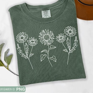 Wildflower Sunflower SVG PNG: Boho Summer Design (Digital Download)