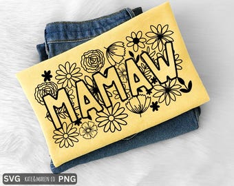 Floral Mamaw SVG PNG: Diseño de flores Mamaw (Descarga digital)
