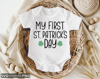 SVG PNG del primer día de San Patricio para bebés: Diseño infantil de San Patricio (descarga digital)