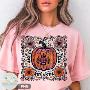 Boho Pumpkin PNG: Fall Floral Pumpkin Design (Digital Download) image 2