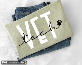 Vet Tech SVG PNG : conception de technicien vétérinaire (téléchargement numérique)