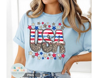 Leopard USA 4th of July PNG: Patriotic Sublimation (Digital Download)