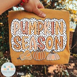 PNG de temporada de calabazas: Diseño de sublimación de otoño para chica preppy (descarga digital)