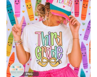Third Grade PNG: Preppy Back To School 3rd Grade Teacher Design (Digital Download)