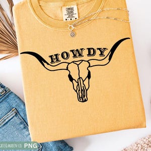 Howdy Longhorn Skull SVG PNG: Cowgirl Western Design (Digital Download)