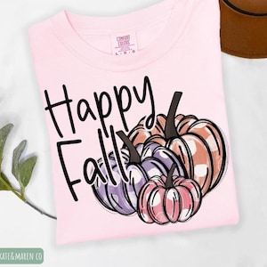 Happy Fall PNG: Pink Leopard Pumpkins, Halloween Design (Digital Download)