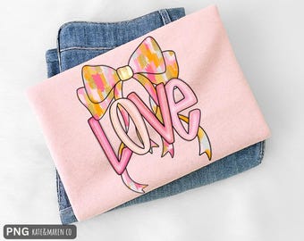 Preppy Valentine PNG: Pink Valentine's Day Coquette Love Design (Digital Download)