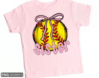 Softball Sister PNG: Preppy Coquette Softball Design (Digital Download)