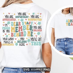 Dear Staff Member Behind Me SVG PNG: Admin Team Design (Digital Download)