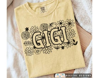 Gigi floreale SVG PNG: Design della nonna con i fiori (Download digitale)