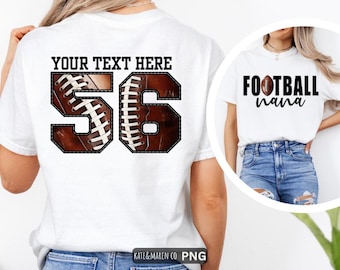 Football Nana PNG: Complete Number Set Custom Sublimation (Digital Download)