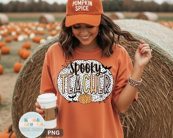 Spooky Teacher PNG: Retro Halloween Sublimation Design (Digital Download)