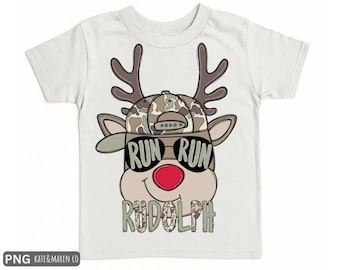Reindeer Boy Christmas PNG: Camouflage Holiday Design (Digital Download)
