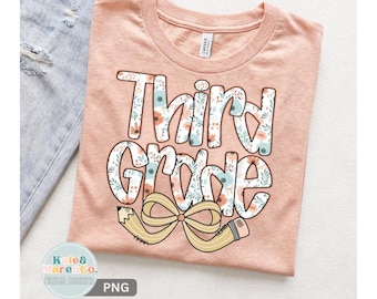 Third Grade PNG: Preppy Back to School Teacher Design (Digital Download)