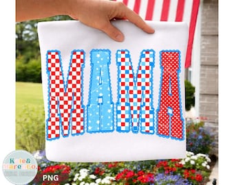 Mamma patriottica 4 luglio PNG: design della bandiera della mamma per il Memorial Day rosso, bianco e blu (download digitale)