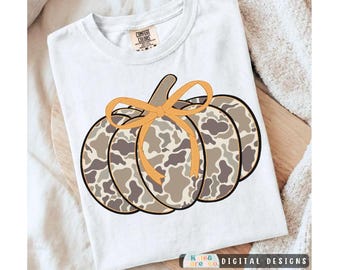 Calabaza de camuflaje PNG: Diseño de otoño con estampado de camuflaje (descarga digital)