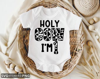 Holy Cow I'm One SVG PNG: Cow Print 1st Birthday Design (Digital Download)