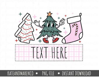 Étiquette nominative de Noël pour enfants PNG : Design personnalisable de Noël pour filles (téléchargement numérique)