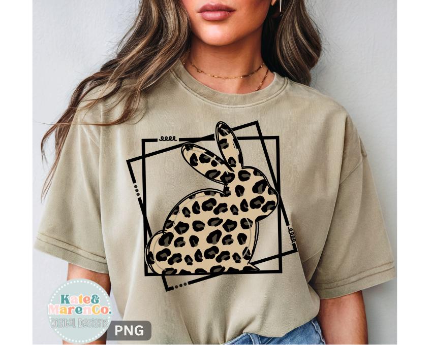 Leopard Print Bunny PNG: Preppy Easter Design (digital Download