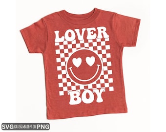 Lover Boy SVG PNG: Boy Valentines Day Retro Smile Design (Digital Download)