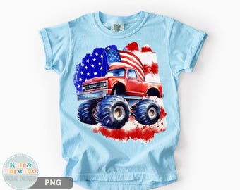 Junge 4. Juli Monstertruck PNG: Rot Weiß Blau Amerika (Digitaler Download)