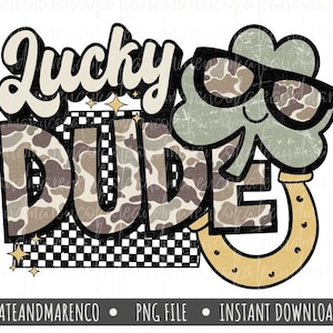 Lucky Dude PNG: Camo Boy's St Patrick's Day Design (Digitaler Download)