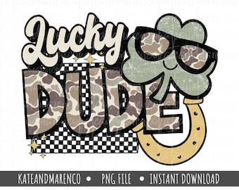 Lucky Dude PNG: Camo Boy's St Patrick's Day Design (Digitaler Download)