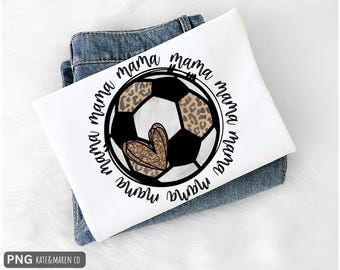 Fußball Mama PNG - Fußball - Leopardenmuster (Digitaler Download)