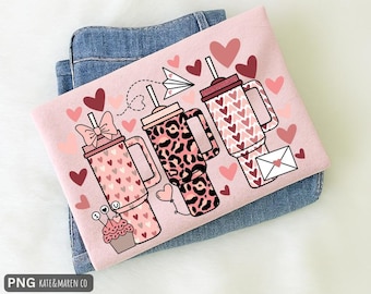 Valentine Cups PNG: Preppy Valentine Design (Digital Download)