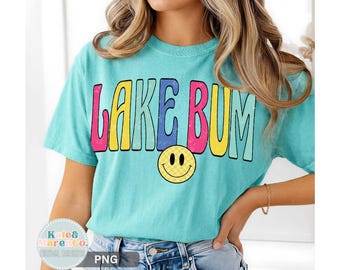 Lake Bum PNG: Design retrò per vacanze estive (Download digitale)