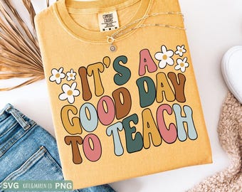 retro teacher svg, its a good day to teach png, educate therapist cut file cricut and sublimation