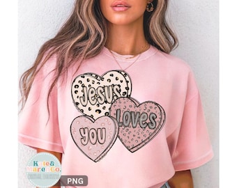 Jesus Loves You PNG: Preppy Christian Valentine's Day Design (Digital Download)