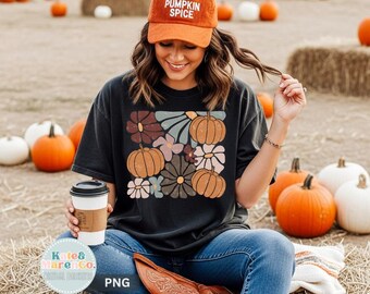 Boho Floral Pumpkin PNG: Fall Halloween Design (Digital Download)