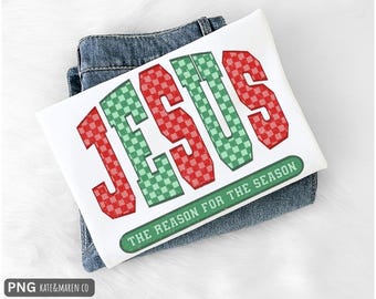 Jesús es la razón de la Navidad PNG: Sublimación navideña cristiana (Descarga digital)