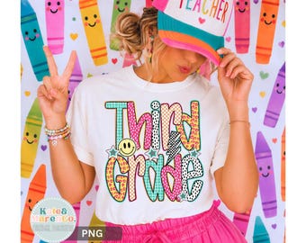 PNG de tercer grado: Diseño de maestra de regreso a clases con estilo preppy (descarga digital)