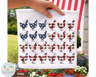 Patriotic Chicken Flag PNG: 4th of July Memorial Day Design (Digital Download)