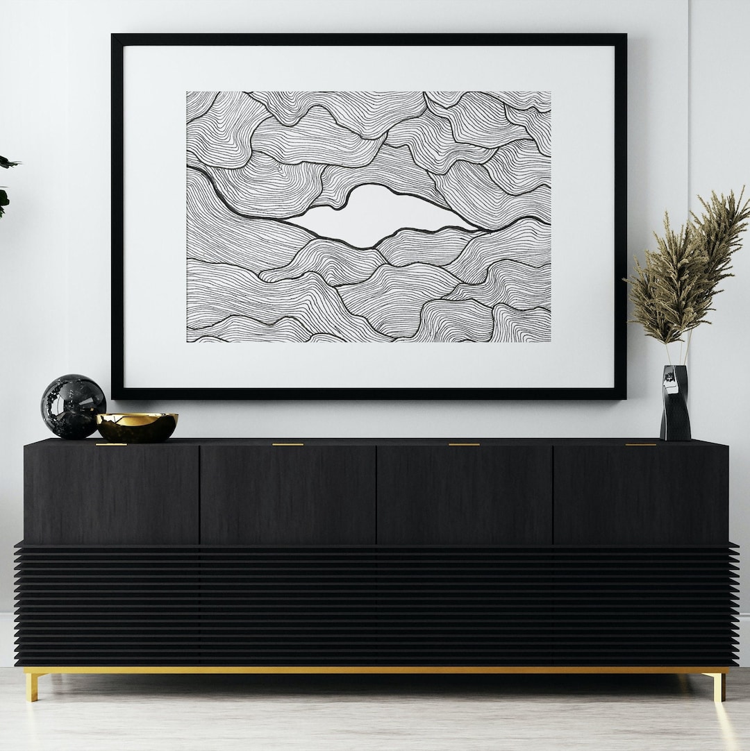 Minimalist Abstract Black & White Digital Wall Art Print, Original ...
